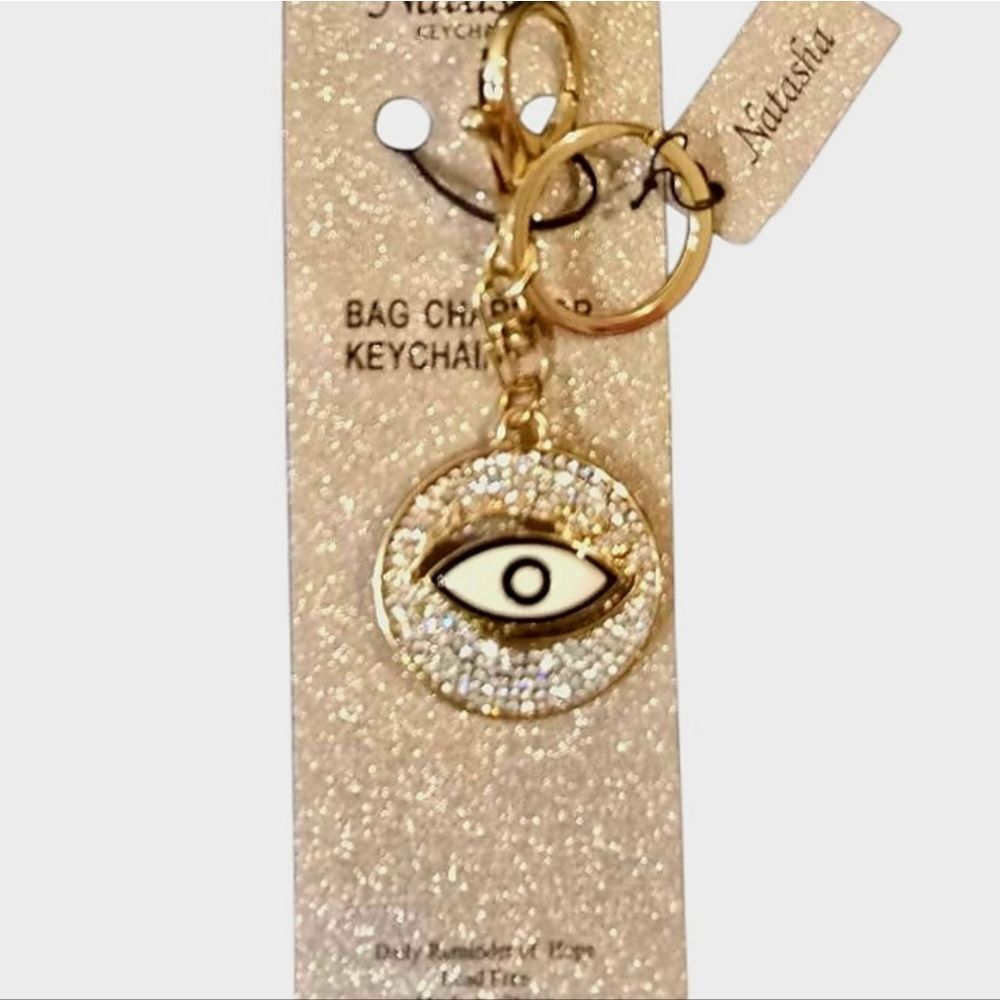 Natasha Couture Rhinestone Daily Reminder Of Hope Evil Eye Keychain/Bag Charm